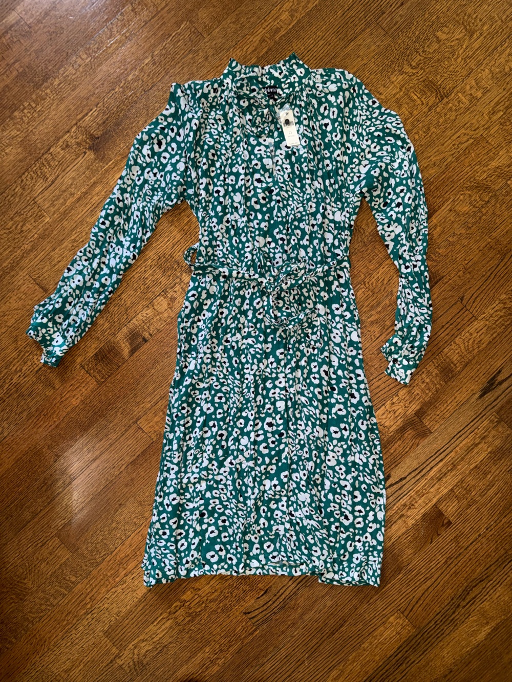 Anthropologie Rdalamal Green Leopard Print Dress
